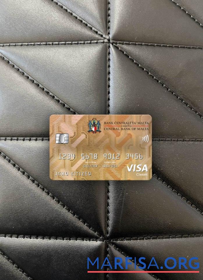 Realistic Malta Central Bank visa classic card photolook front template